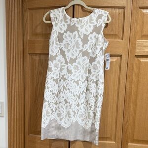 Chic White Floral Overlay Mini Dress